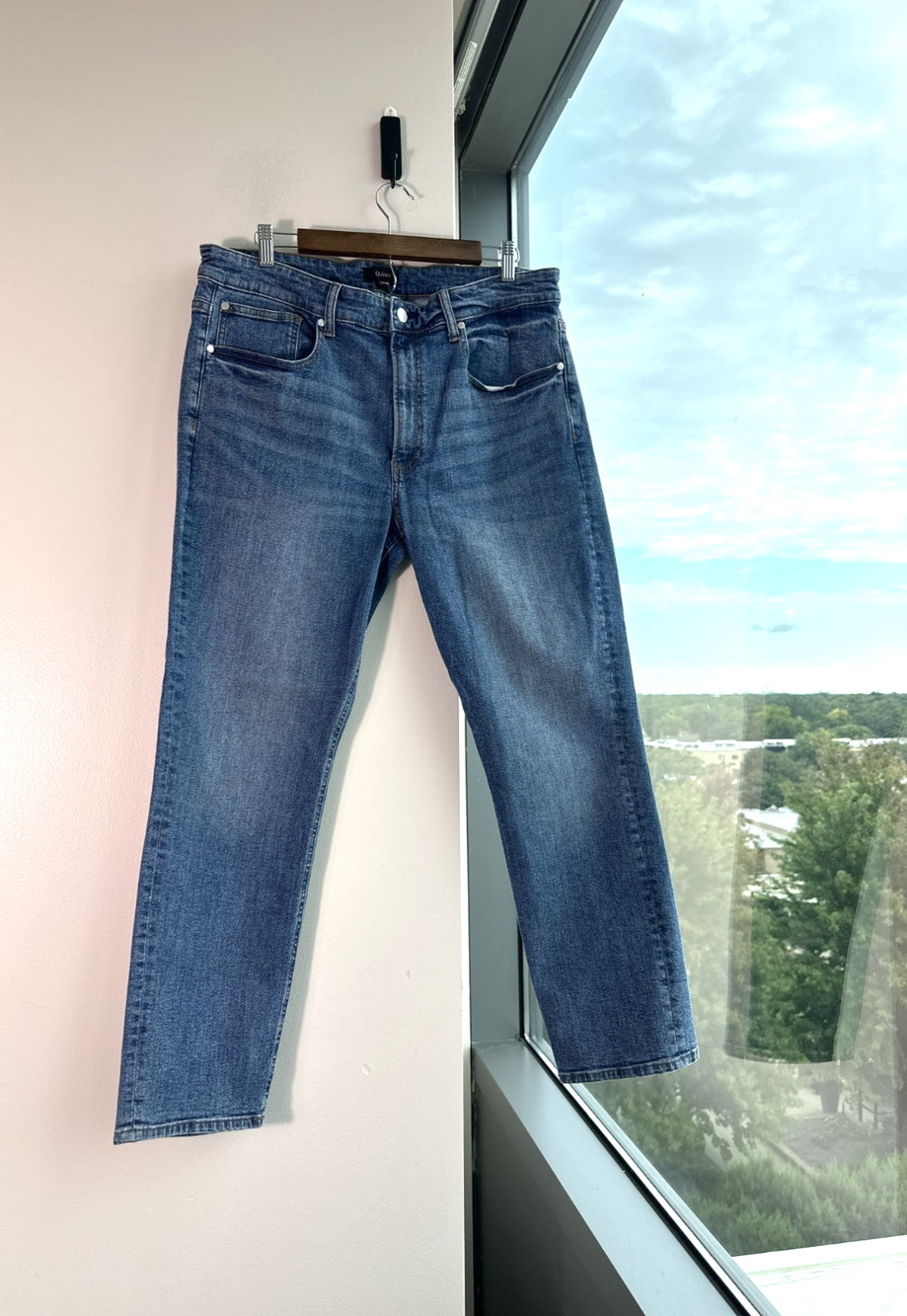 Quince Men's Warren Stretch Straight Slim Straight Azure Blue Jeans 36x30
